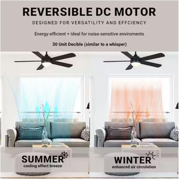 LYTIO 52 in. Smart Indoor/Covered Outdoor Matte Black Ceiling Fan with Remote and Integrated LED Powered by Hubspace