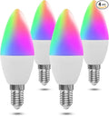 Candelabra Smart Light Bulbs 60W Equivalent, 450LM 5W LED Bulb Compatible with Alexa/Google Home, RGBCW 16 Million Color Changing Light Candle Bulb, No Hub Required, 2.4G (E12) (4)