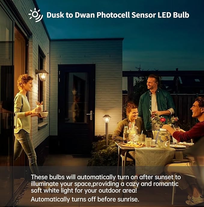 GEPLAD 12-Pack Dusk to Dawn A19 LED Light Bulb Outdoor - 1100LM Bright, 2700K Warm White, Auto On/Off with Lighting Sensor, Equivalent to 75W Incandescent Bulb