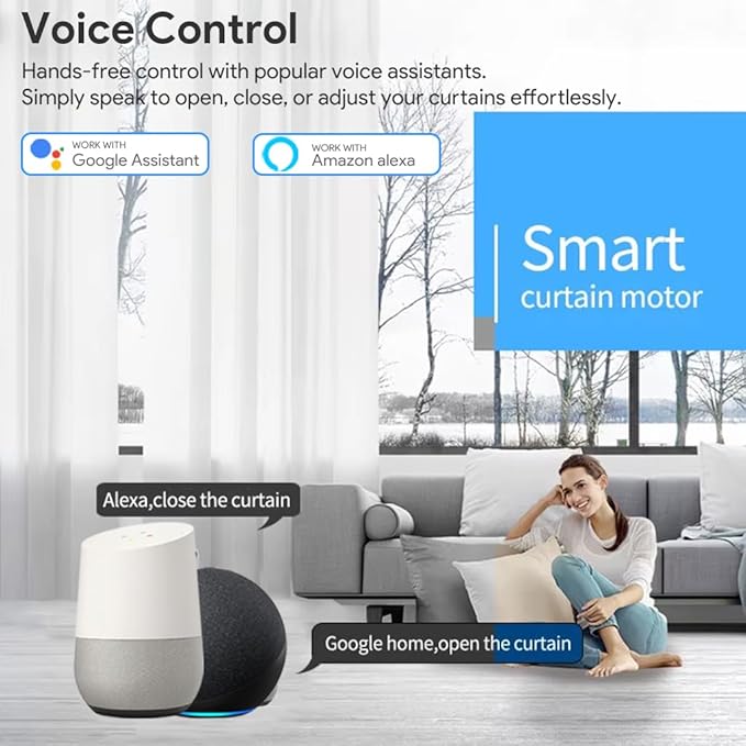 ZigBee 3.0 Smart Curtain Motor with Ripple Fold Track, Mini Silent Electric Drapery System, 1.2N.m App Voice Control Compatible with Alexa & Google Home (6 meters (236.2 inches))