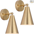 MWZ Gold Sconces Set of 2, Modern Brass Wall Sconces Lighting Fixtures with Metal Shade, Indoor Decor Wall Mount Swing Arm Lamp for Bedroom,Bedside,Kitchen,Hallway,Living Room,Reading,Bar