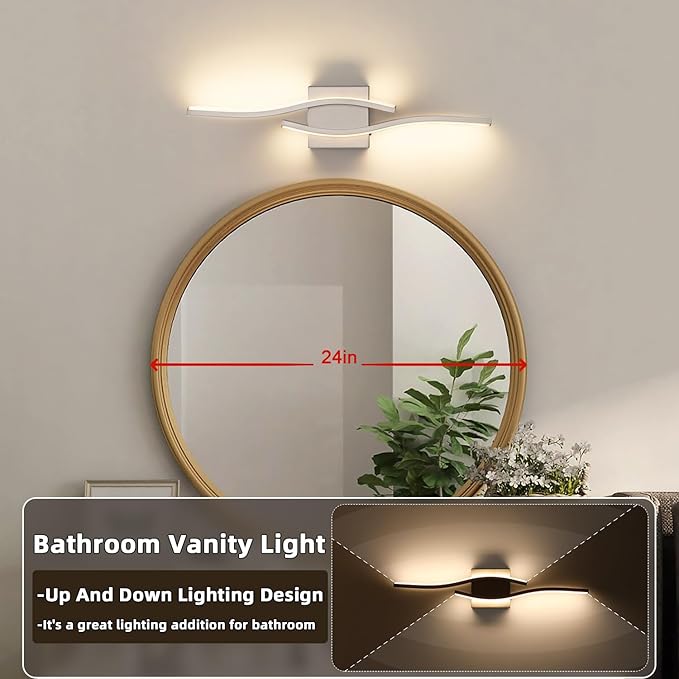 Joossnwell Brushed Nickel Bathroom Vanity Lights Fixtures Over Mirror 5CCT Dimmable Bathroom Light Fixture Modern Vanity Lighting Bar Led Bath Vanity Light 23 Inch Wall Lamp
