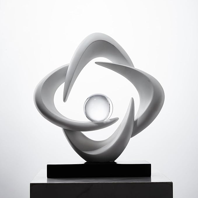 Abstract Art Sculpture, Resin Gold Decorative Statue, Modern White Ornaments for Living Room, Decorativas Modernas for Coffee Table/Entryway/Office Collectibles (White)