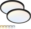 2 Pack LED Flush Mount Ceiling Light,12Inch 24W,3000K/3500K/4000K/5000K/6500K 5 Color Temperatures Ceiling Light Fixture for Kitchen Porch Hallway Bedroom Bathroom Closet,Oil-Rubbed Bronze
