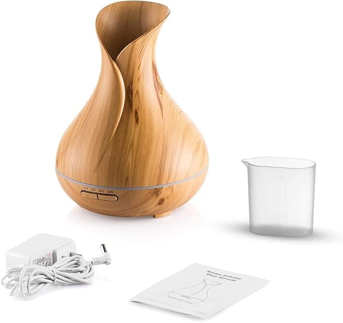 550ml Ultrasonic Aroma Diffuser & Cool Mist Humidifier with LED Lights – Quiet Essential Oil Diffuser for Home, Office, Yoga, Bedroom (550ml)