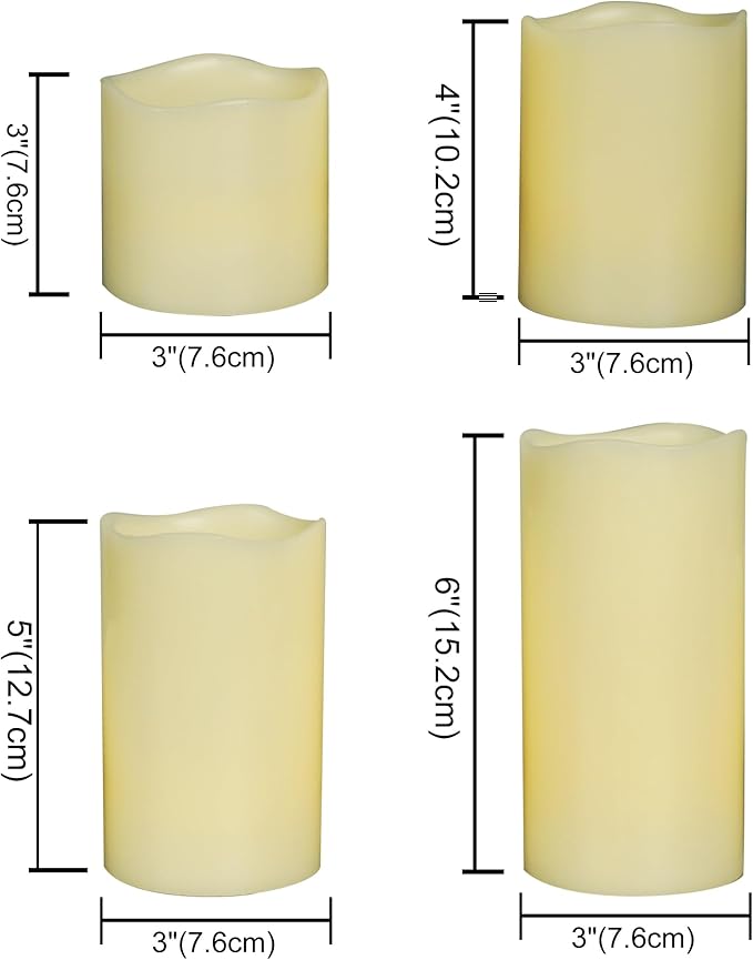 CANDLE CHOICE Battery Operated Flameless Candles with Timer Real Wax Realistic Flickering Electric LED Pillars Decorative Lights for Home Wedding Halloween Thanksgiving Christmas Decorations 4 PCS