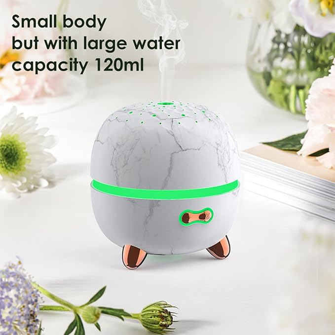 Essential Oil Diffuser, 120ml Small Aromatherapy Diffuser, Ultrasonic Diffusers for Essential Oil, Cool Mist Humidifier with 7 Color LED and Auto Off Safety, for Bedroom,Office, Study Room