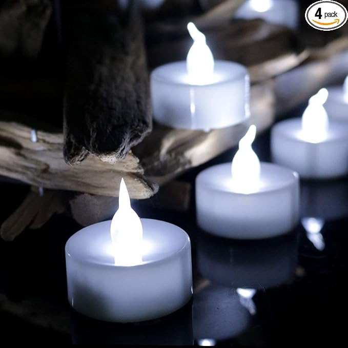 Led tealights,24 Pack Flameless Candles Lights Realistic Flickering Battery Operated Led Tea Lights Candles for Christmas,Wedding, Birthday, Halloween Gifts Home Decoration in Cool White