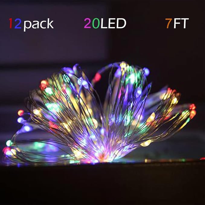 SOCO 12 Pack Fairy Lights Battery Operated, 7ft 20 Led Mason Jar Lights, Waterproof Fireflynew