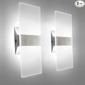 KICAAO Modern Wall Sconces Set of Two, Led Wall Light 10w, 6000k White Light Up Downlight, Hardwired Acrylic Wall Light Lighting, Suitable for Living Room Corridor Bedside (Cool White 6000K 2Pack)