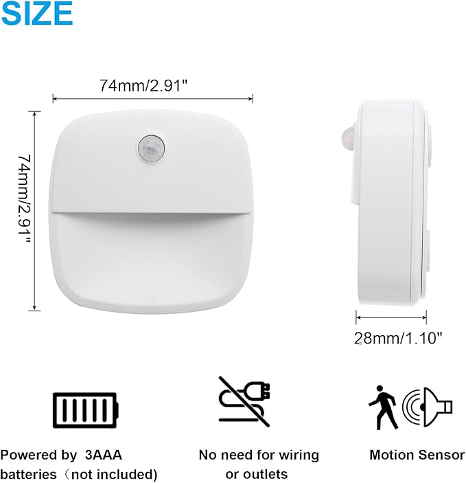 PATIKIL Indoor Stair Lights with Smart Motion Sensor, Battery Operated Under Counter Lighting for Kitchen, Bedroom, Bathroom, Warm Light