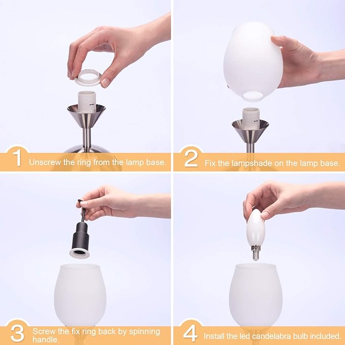 Boncoo Small Touch Lamp for Bedroom Nightstand, 3-Way Dimmable Bedside Lamps Opal Glass Desk Lamp Silver Base, Tiny Table Lamp for Small Spaces Ambient Lighting for Living Room, E12 Bulb Included