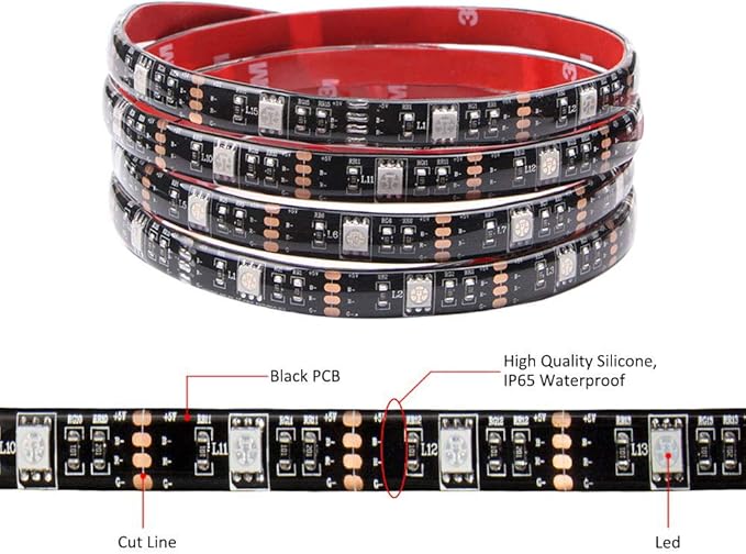 Led Strip Lights Battery Powered RGB Led Strip Rope Lights Waterproof Led Lights with Remote Control Flexible Led Strip Lighting 2M 6.56ft