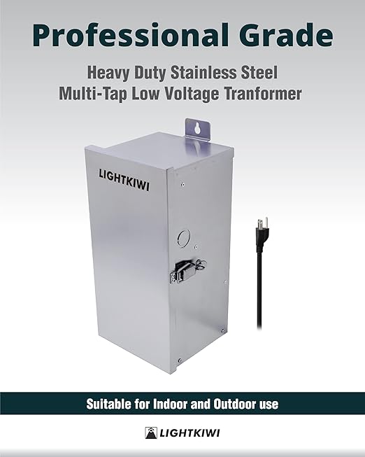 Lightkiwi C6449 150W Outdoor Low Voltage Landscape Lighting Transformer 120V AC to (12V-13V-14V-15V AC) Multi-Tap - Weatherproof for Pathway Lights, Spotlight and Pool/Spa Lightings - ETL Listed