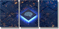 LSIUHWUWI Modern Wall Art 3 Panel Artificial Intelligence Concept Picture Prints on Canvas for Living Room Computer Room,Office Wall Decoration, Framed Ready to Hang 12x16inchx3