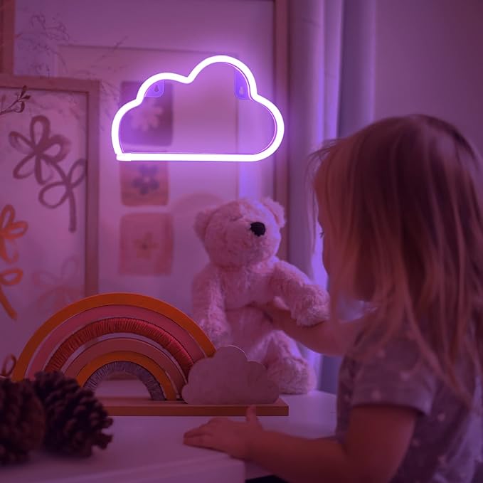 Cloud Neon Sign Purple Cloud Light Sign for Wall Decor,Battery or USB Powered Clouds Shaped LED Sign Decoration Lights for Bedroom Aesthetic Teen Girl Kid Room Christmas Birthday Wedding Party
