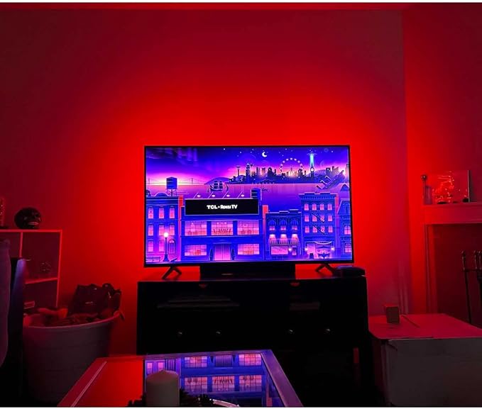TV LED Backlights USB LED Strip Lighting for 60 65 inches Behind TV Monitor Sony LG Samsung HDTV Game Room Home Movie Theater Decor Lights, Color Changing RF Remote Cover 4 Sides