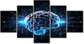 Brain Neural Human Head Wall Art for Living Room Brain Nervous System Canvas Wall Art 5 Panels Abstract Brain Posters & Prints Modern Artwork Ready to Hang for Bedroom Office, (60"Wx32"H)