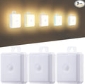 Motion Sensor Night Light Indoor - Cordless Battery Powered Under Cabinet Lighting, Stick-on Magnet LED Closet Lights, Safe Light for Stairs, 4000K Nightlight 3-Pack (White)