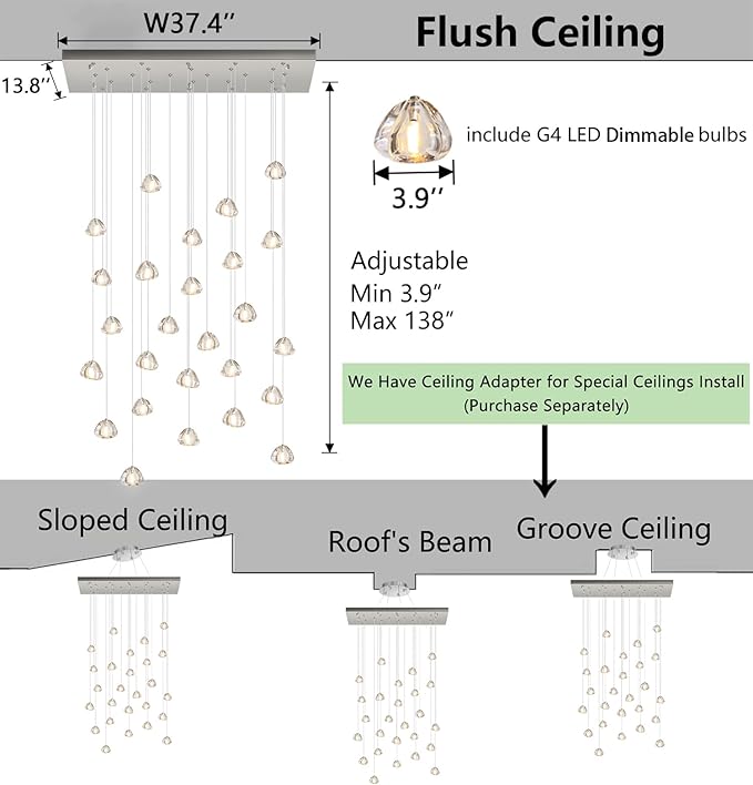 LED Rectangular Glam Chandeliers for Living Room Dining Room Light Dimmable High Ceiling Pendant Lights Fixtures Lighting 26-Lights Foyer Entryway Lighting Brushed Nickel