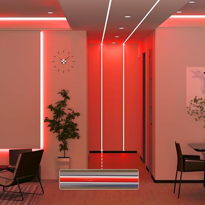 BTF-LIGHTING FCOB COB LED Strip Red Color 5mm Width UL Listed Super Narrow Flexible Uniform Light DC12V 16.4FT CRI 90+ Dimmable LED Ribbon for Bedroom Home Indoor Decor(No Adapter or Controller)
