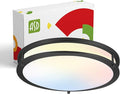 ASD LED 16" Round Flush Mount Lighting, Close to Ceiling Light Fixture | 3CCT, Dimmable, Energy Star, ETL Listed | 24W 1854LM 3000-5000K 120V | Low Profile Double Ring Lamp | Dark Bronze