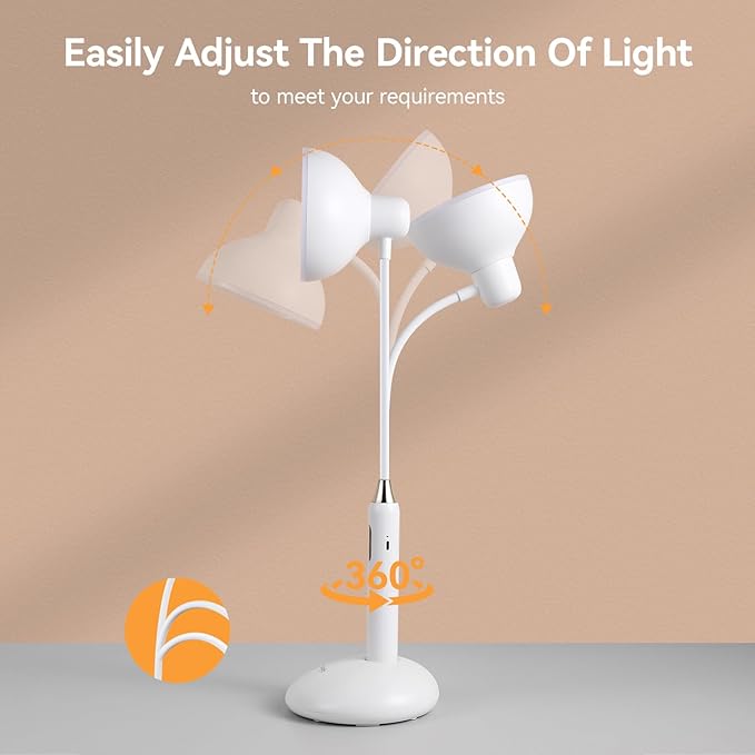 VAVOFO Eye-Caring Wireless Desk Lamp 6781-700 Lumens, 2700-7000K Adjustable Color Temperature, 360° Gooseneck, Touch Control & USB-C Charging, 2.5hrs Cordless Use (White)