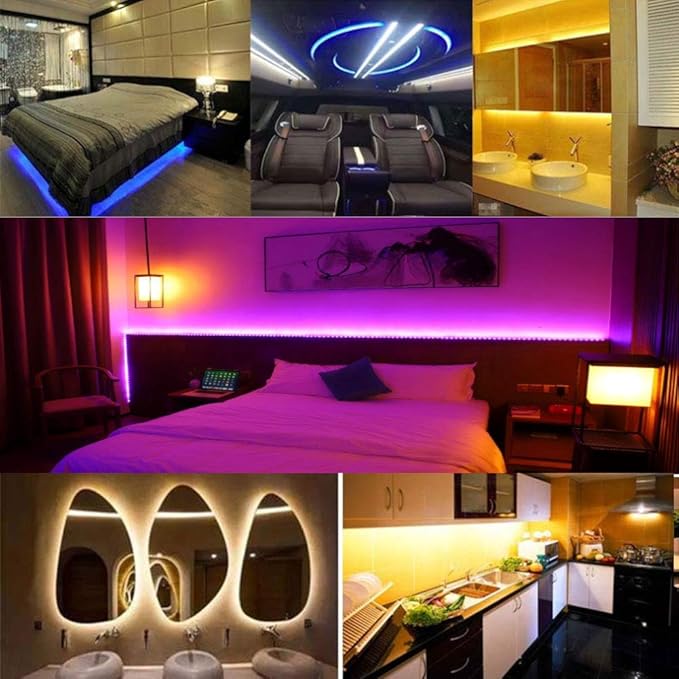 LED Light Strip Kit, AC 110-130V Flexible Waterproof Rope Lights, SMD 5050 60 LEDs/M for Indoor Outdoor Commercial Lighting, Accessories Included (Warm White, 164ft/50m)