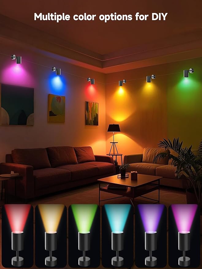 RGB Color Changing Spotlights - 16 Million Colors, LED Spotlight lamp with App & Remote Control, Dimmable LED Downlights Mood Lighting for Home Living Room Bedroom Decor