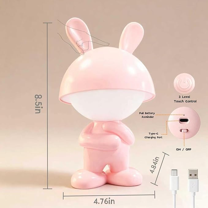 Night Lights for Kids,Rechargeable TableLight,Touch Bedside Lamps,Cordless Dimmable Warm White Light,Baby Nursery,Breastfeeding,Sleep Aid,Cute Bunny Easter Gifts for Newborn Toddler Boy Girl