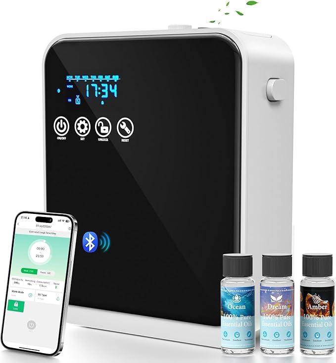 Waterless Essential Oil Diffuser,Hotel Home Aromatherapy Scent Diffuser with Smart APP & Touch Screen,250ml Capacity,1500 sq.ft Coverage|Large Room Oil Diffusers for Hotel Collection,Easter Day Gift