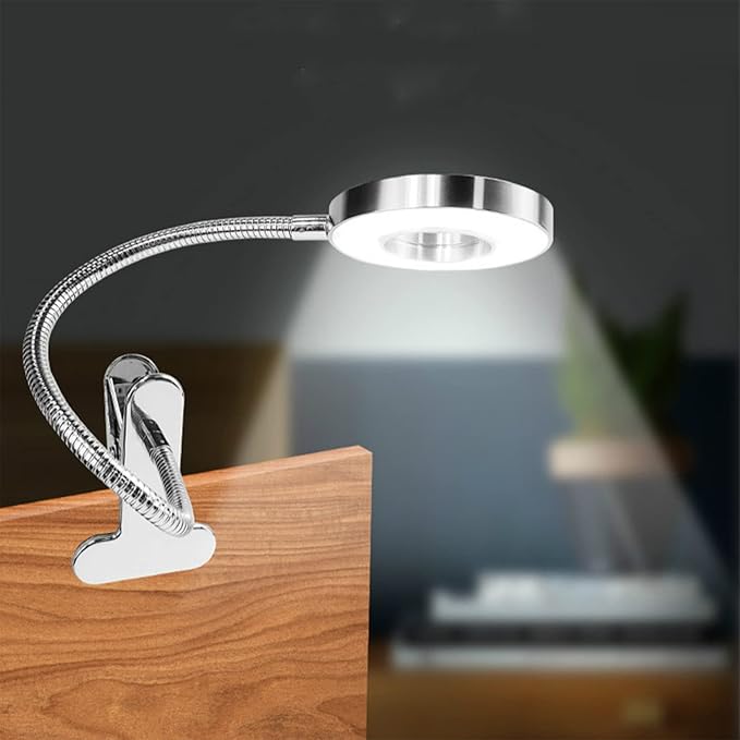 ZJchao LED Desk Lamp On Light with Adjust Brightness for Eye Protection, Prevent Eye Strain, Suitable for Reading, Makeup, (Annular Type)