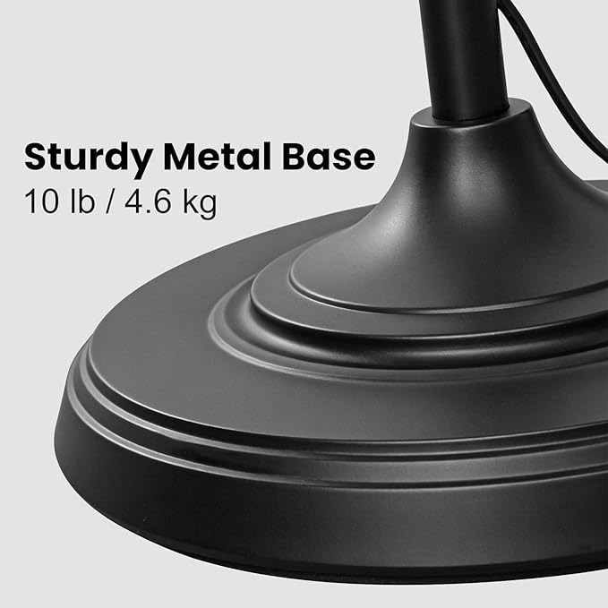 Black Standing Lamps for Living Room 66.5in Floor Lamps with Glass Shade 3 Way Brightness Lights Dimmable Modern Corner Lamp for Bedroom Office(3LED Bulbs Included)