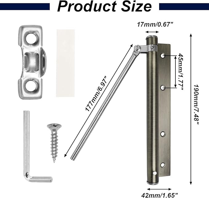 Automatic Door Closer Stainless Steel Soft Close Safety Spring Door Closer for Home Hotel with Screws, Antique Bronze