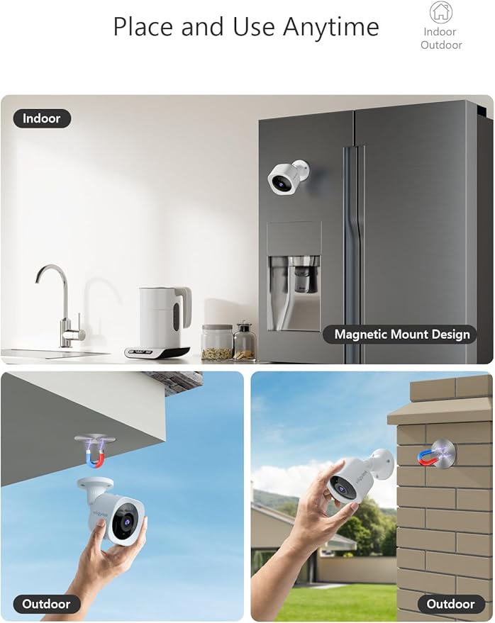Security Cameras Wireless Outdoor Magnetic, 2.4G WiFi 2K Battery Powered, AI Motion Detection, Color Night Vision, 2-Way Talk, Waterproof,Cloud/SD Storage, Compatible with Alexa (White-1Pack)