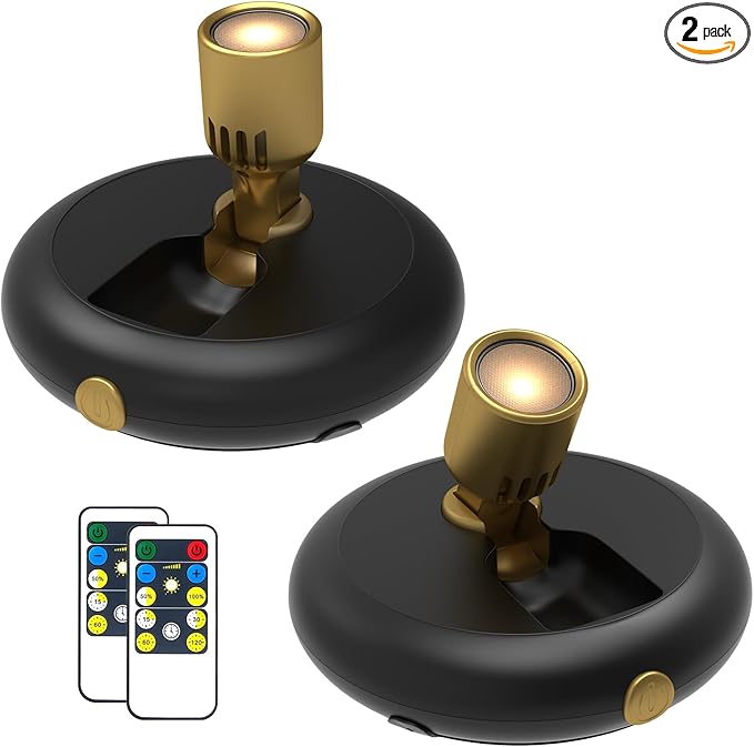 Wireless Spotlight Indoor,Battery Operated Wall Accent Lighting,LED Puck Lights with Remote,Plants Lighting/Uplight,Stick on Display Wall Sconce for Picture Painting Artwork Portrait Closet Home Decor