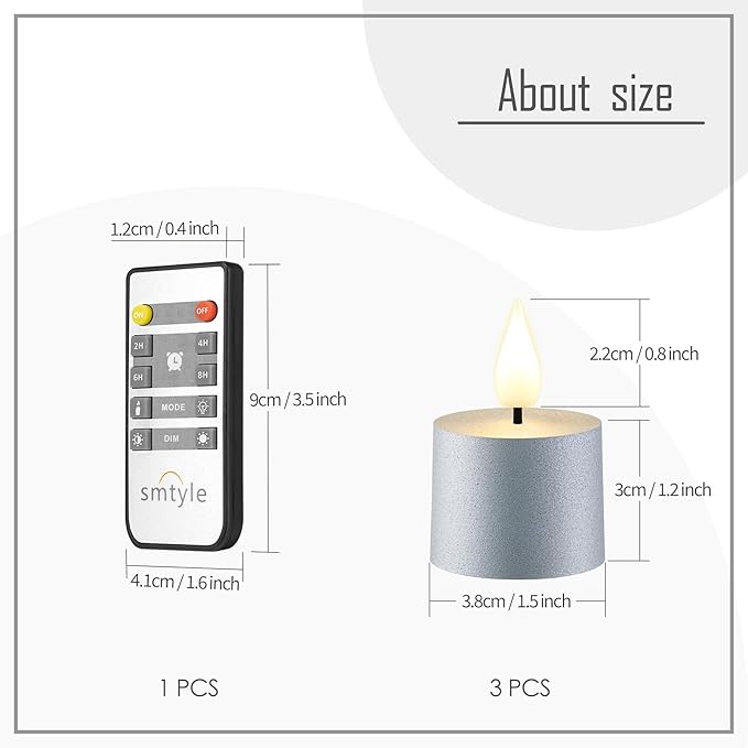 smtyle Votive Candles Battery 0perated Silver Flickering Flameless Candles with Remote Set of 3 Long-Lasting Fake Small Votive Candles for Xmas Decor, Table Decorations & Home Mantel Display