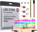 BTF-LIGHTING FCOB IP66 COB LED Strip WS2814 IC RGBW 3000K 24FT 784LED/m DC24V Flexible High Density Color Chasing Light 10mm Width for Home Indoor Decor(No Adapter or Controller)