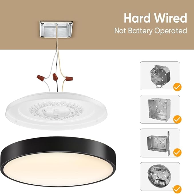 11 Inch Flush Mount Ceiling Light with Remote Control & Night Light, 5CCT Dimmable Ceiling Light Fixture, 20W 2000LM 2700K-6500K Adjustable LED Ceiling Lights for Bedroom Kitchen, Black