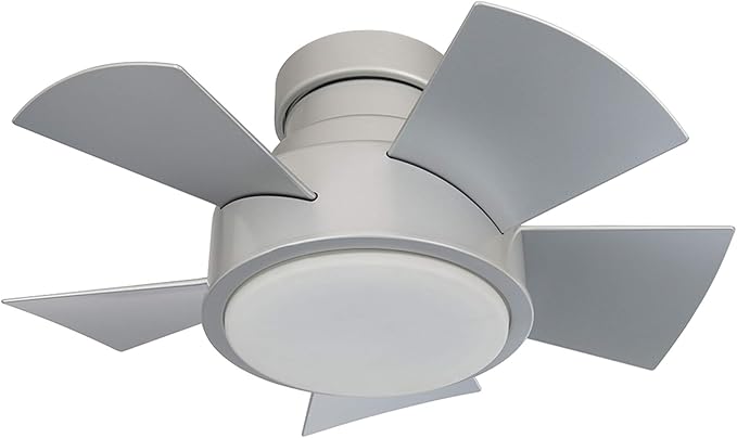 Vox Indoor and Outdoor 5-Blade Smart Flush Mount Ceiling Fan 26in Titanium with 3000K LED Light Kit and Remote Control