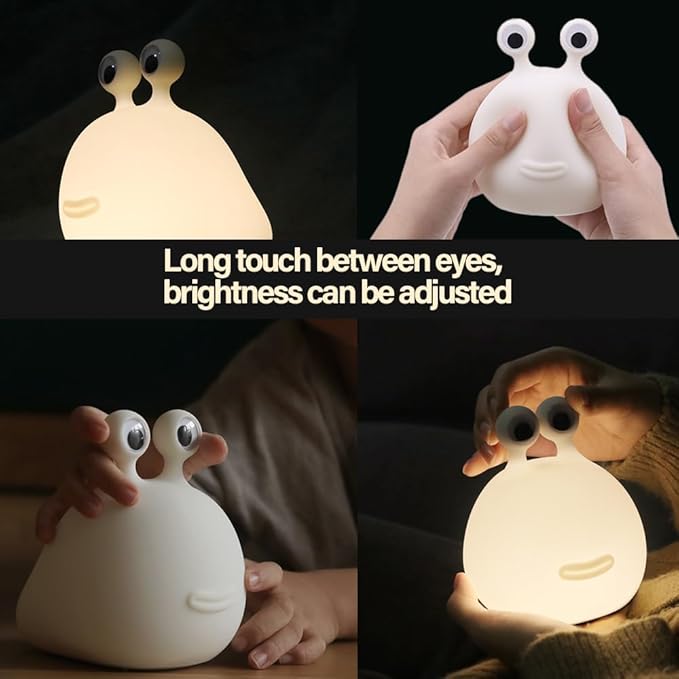 Led Cute Slug Night Light, Dimmable Kawaii Lamps, Super Squishy Silicone USB Rechargeable Touch Control Night Lamp, Used for Camping Party Room Decor (Slug)