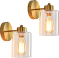 Metal Sconces Wall Lighting with Clear Glass Shade, Bathroom Vanity Light Matte Black Wall Sconce, Modern Wall Light Fixtures