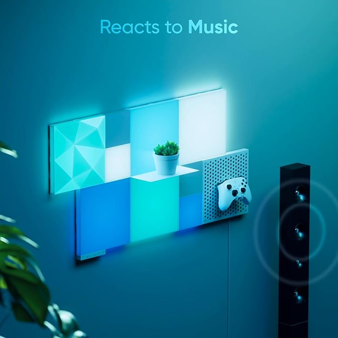 Nanoleaf Smart LED Light Panels 6 Pack, Blocks Squares Wall Lights with Music Sync, WiFi Smarter Kit RGBW Gaming Lights Compatible with Alexa, DIY Wall Decor Light for Bedroom