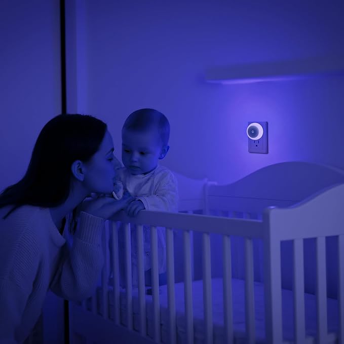 KINUR 6 Pack Blue, LED Night Lights Plug into Wall with Dusk to Dawn sensors, Plug in Night Lights for Kids Room, Bedroom, Bathroom, Baby Nursery,Stair Lights, Hallway Light