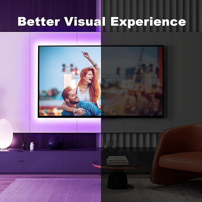 Dalattin LED Backlight, 16.4ft RGB USB Led Lights for 65-80 Inch TVs, Music Sync Bluetooth with Remote Control, Ambient Behind TV Led Lighting