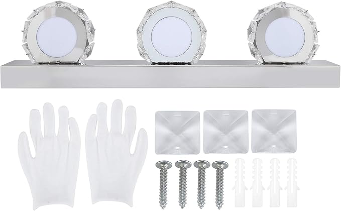 Waterproof LED Mirror Front Light, 16W, 4 Lights, 85-265V, Round Makeup Lights, White - IP65 Protection, Energy Saving, Bathroom and Dressing Room Use (3 Lights)