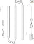 ASOKO Under Cabinet Led Light Plug in, Dimmable Daylight White 4500K, 3 Pack 12 inch Linkable Led Under Counter Lights for Kitchen, Shelf, Workbench, Cupboard, ETL Listed Plug 24V, UNO-LK 4500K