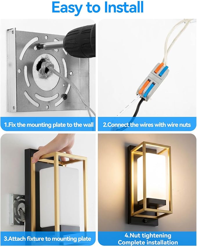 RAYVO Modern Outdoor Wall Light with Dusk to Dawn Sensor, Waterproof Exterior Light Fixture with E26 Base, 3000K LED Bulb Included, Outdoor Sconce Lights for Porch Garage Entryway