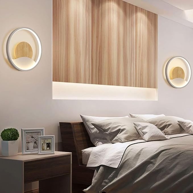 Nordic Modern Minimalist LED Bedroom Wall Decoration Creative Background Living Room Corridor lamp(White)