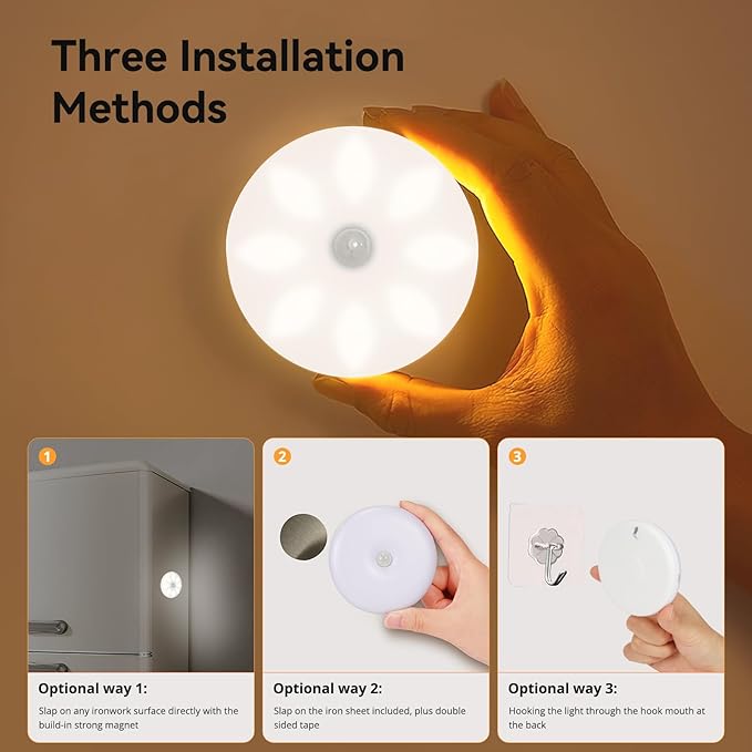 Motion Sensor Under Cabinet Lights, Wireless LED Light Bar with Built-in Rechargeable Battery, Magnetic Stick-on Night Light for Kitchen, Closet, Wardrobe